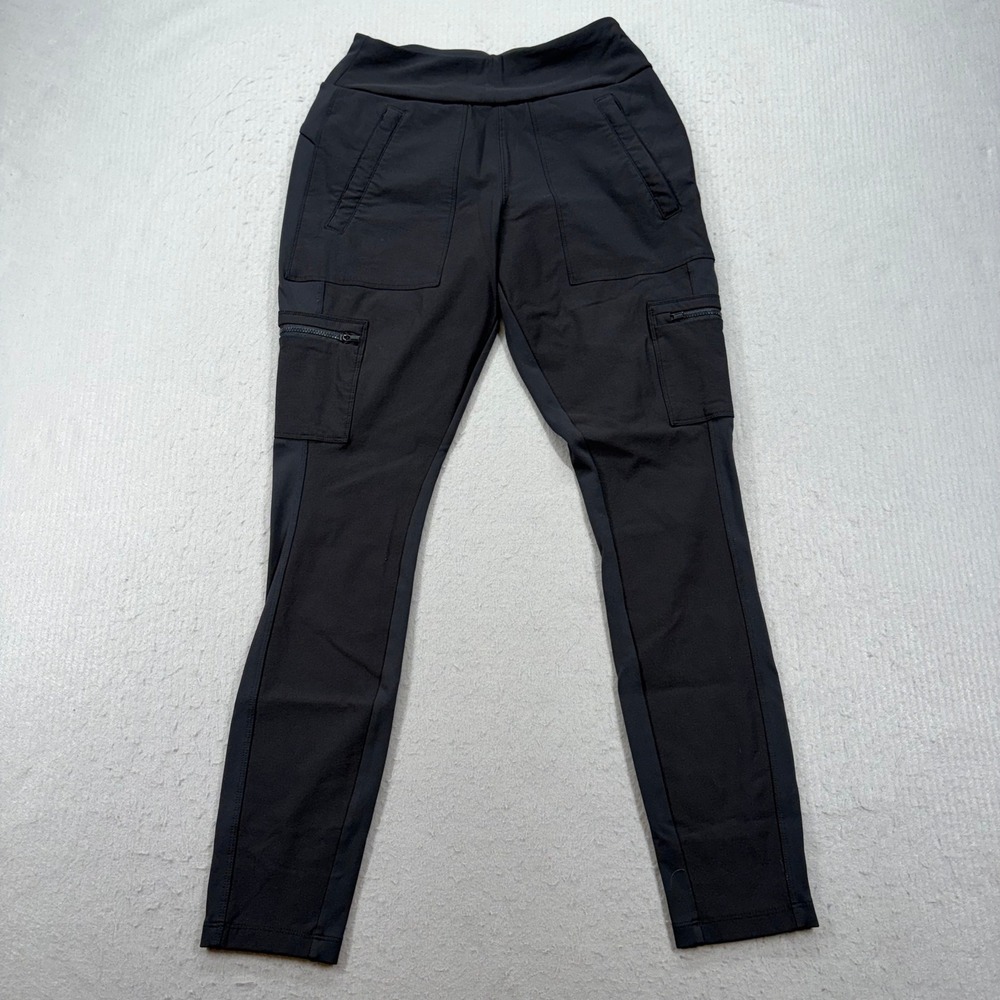 Athleta Headlands Hybrid Cargo Pants Womens 4 Black Hiking Travel Zipper Pockets